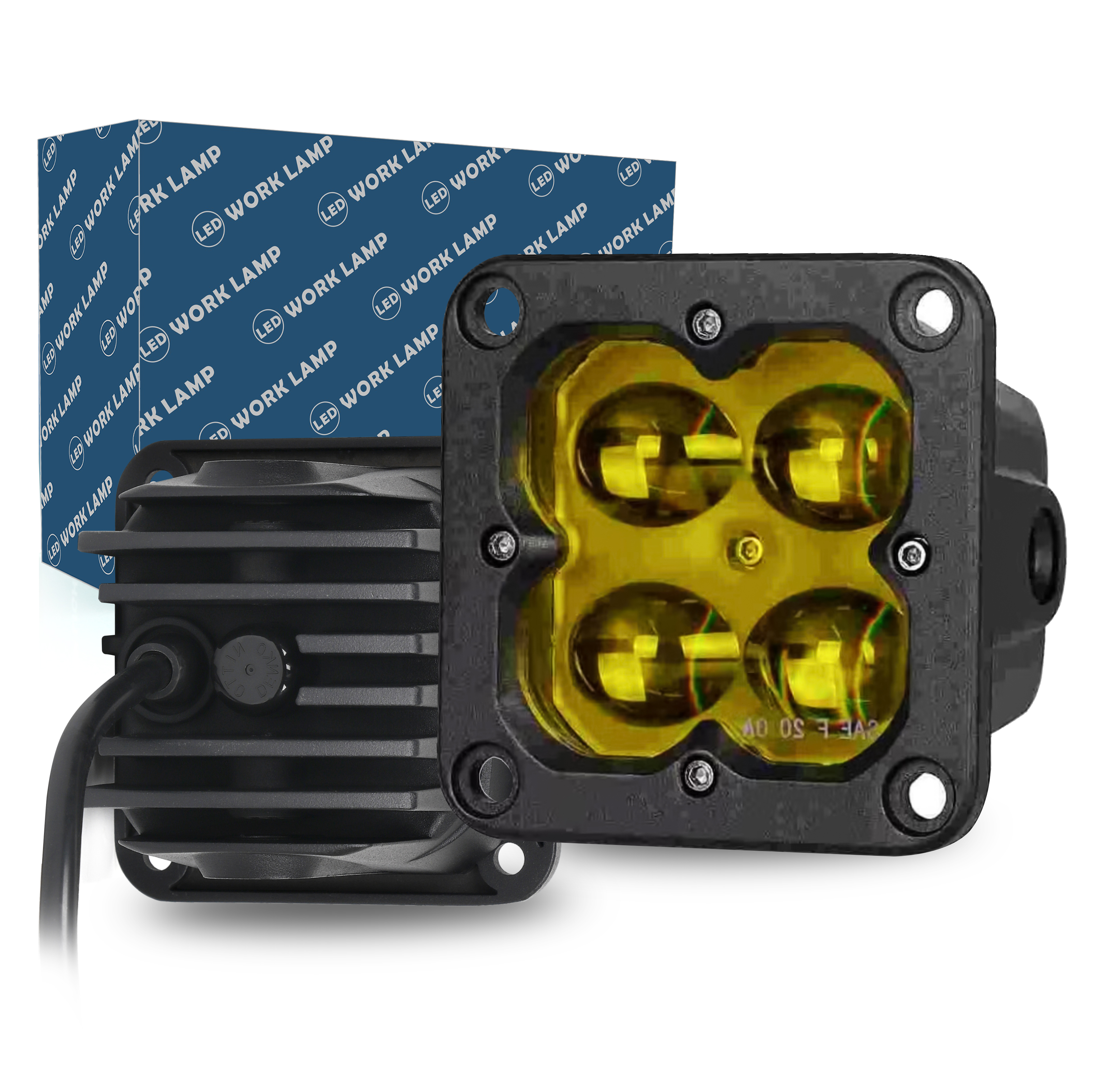 Premium 5G  3″  20W  LED Pod Cube Lights Flush mount Fog Beam  (Yellow)