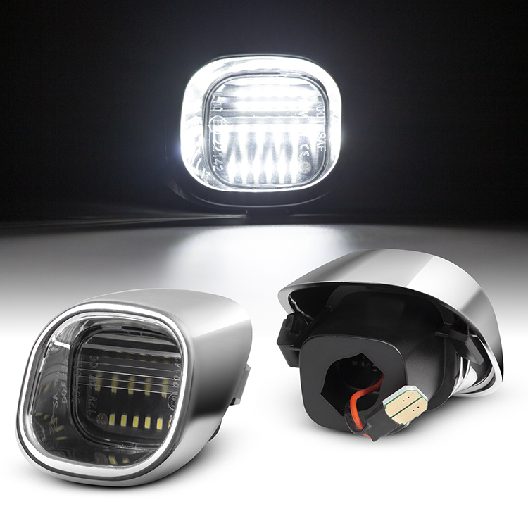 Chevrolet S10 LED License Plate Light sliver chrome housing 